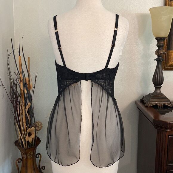 Victoria's Secret Babydoll  Black Lace Push Up Slip Size 36D - Picture 3 of 12